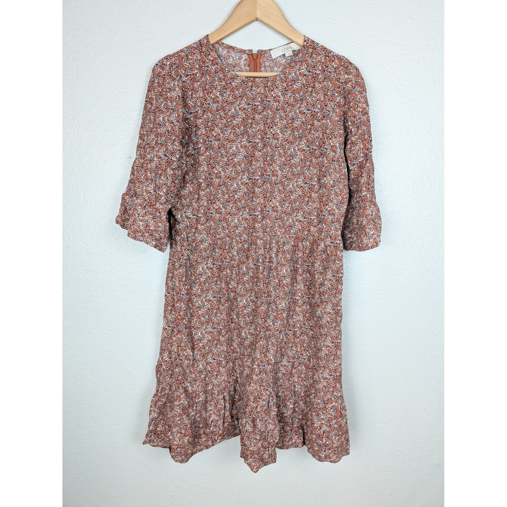 LOFT Orange Floral Print Dress Size 4